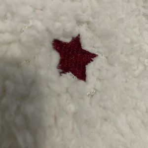 #41 Plush white pull over with collar kids size large ladies size small